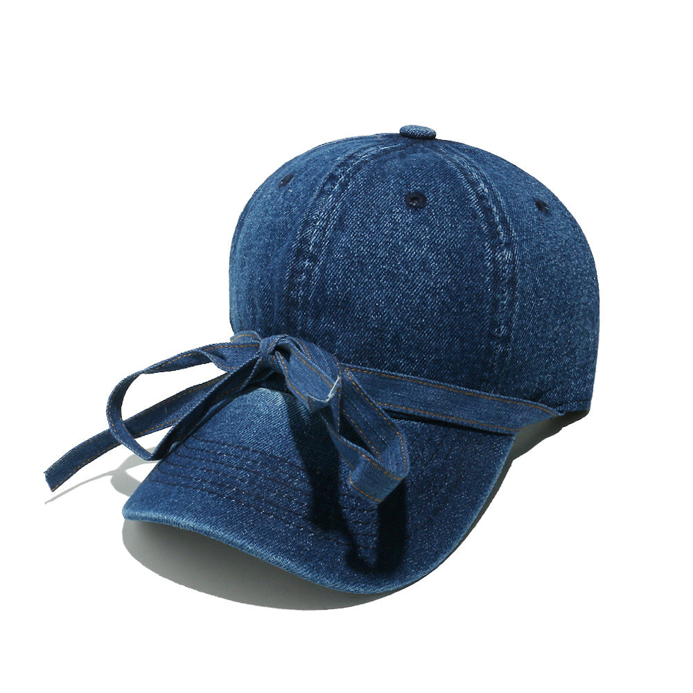 New bow lace-up casual trend denim cap