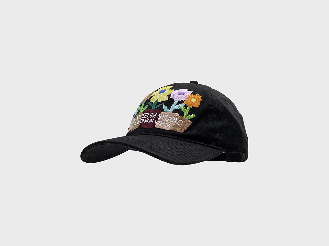 Embroidered five-pot flower street chic baseball cap