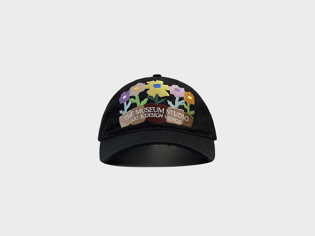 Embroidered five-pot flower street chic baseball cap