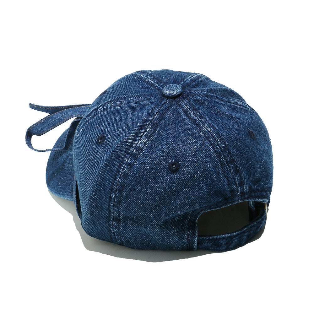 New bow lace-up casual trend denim cap