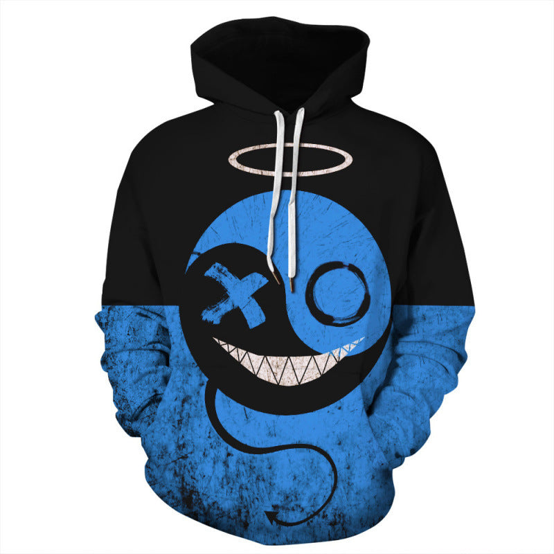 Printed couple oversized hooded long-sleeved hoodie