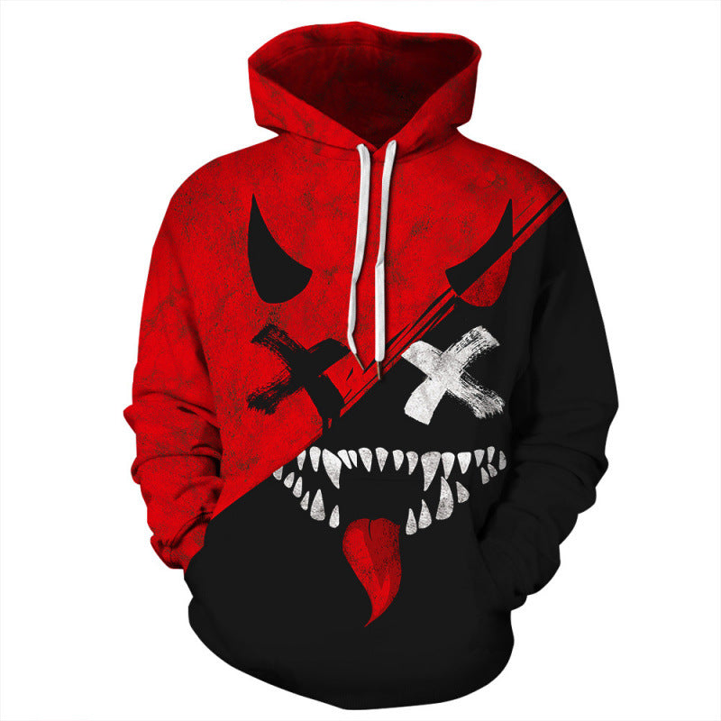 Printed couple oversized hooded long-sleeved hoodie