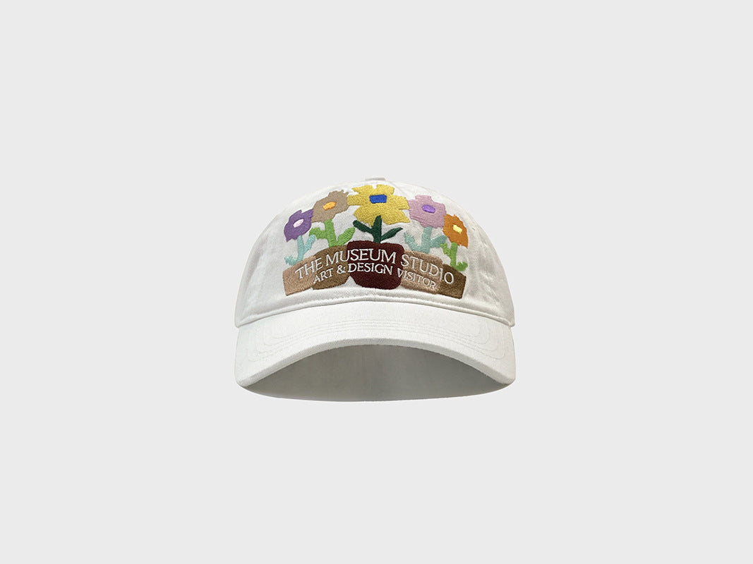 Embroidered five-pot flower street chic baseball cap