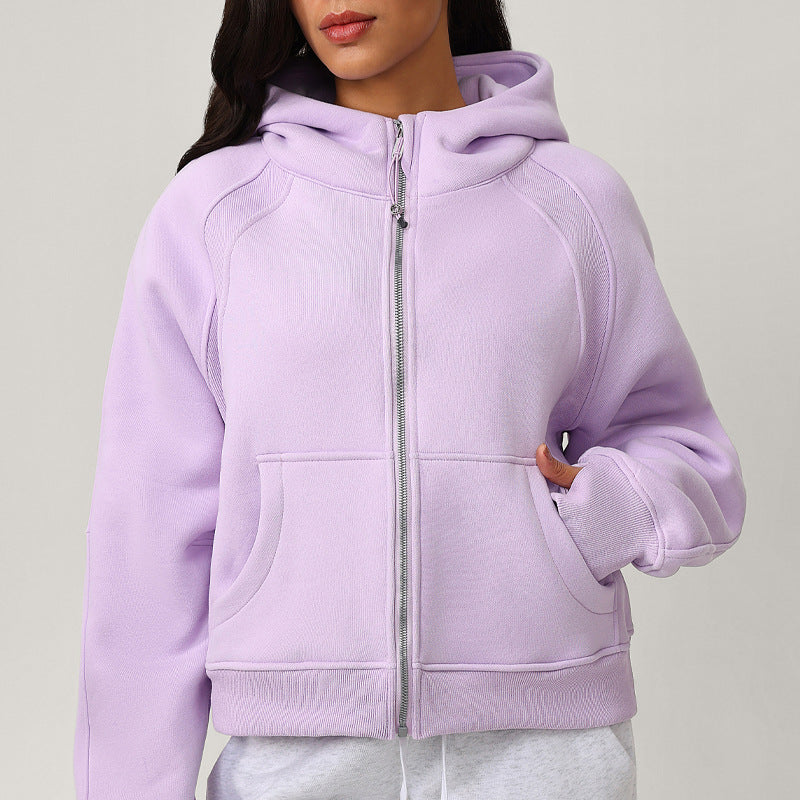 Fleece hoodie with loose zipper