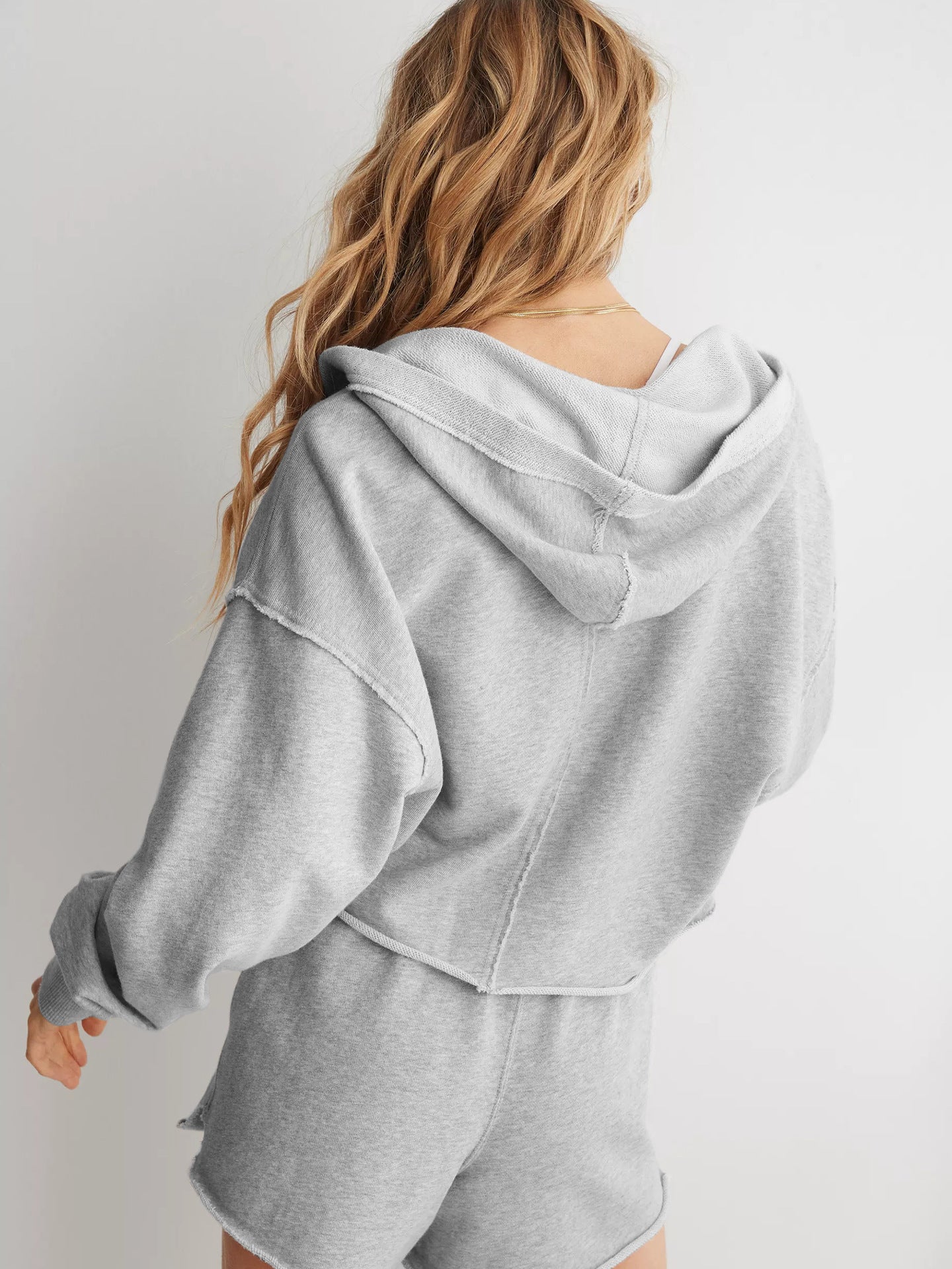 Fashion hoodie V-neck top pullover long-sleeved shirt