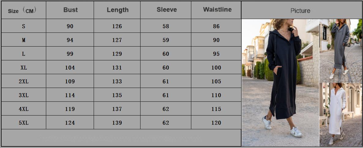 Large size knitted hooded long skirt plus fleece hoodie casual fashion dress large pocket skirt