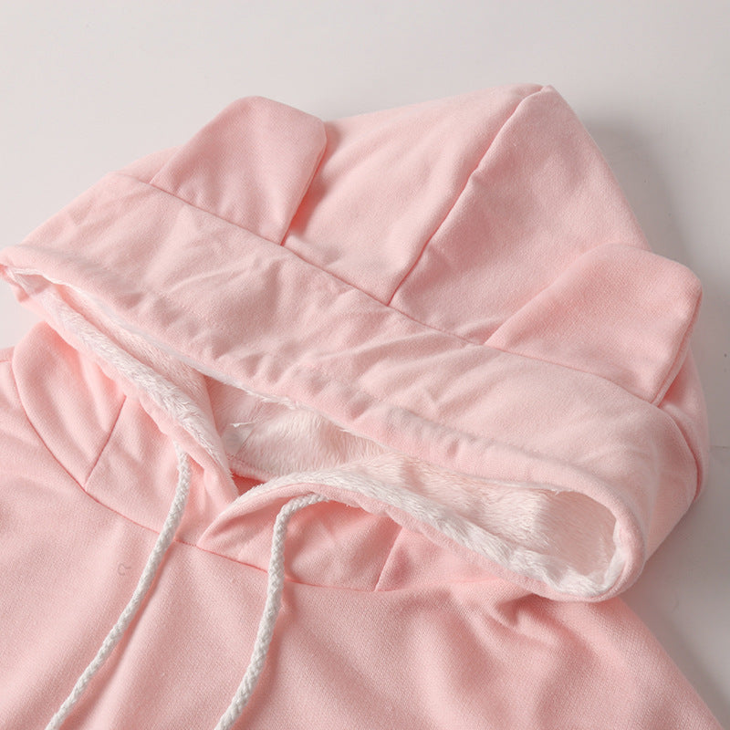 Cat pocket hooded casual hoodie