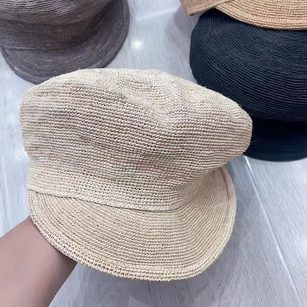 Spring and summer hand-woven straw cap