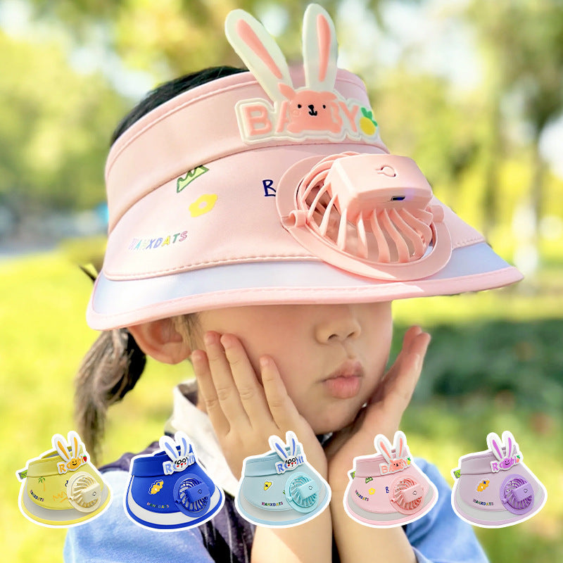 USB charging fan children's cartoon visor