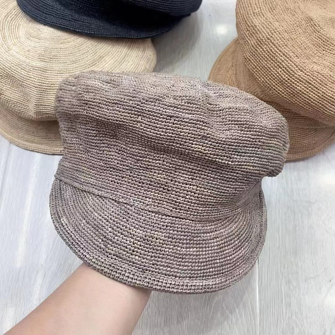 Spring and summer hand-woven straw cap