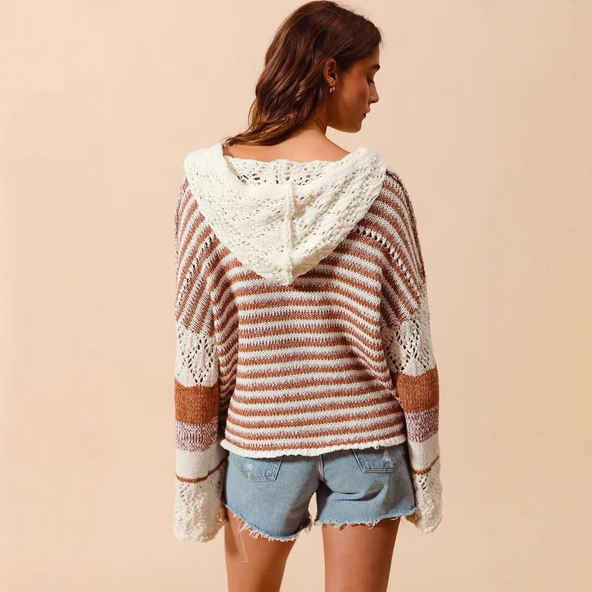 Vintage V-neck jacquard pullover sweater