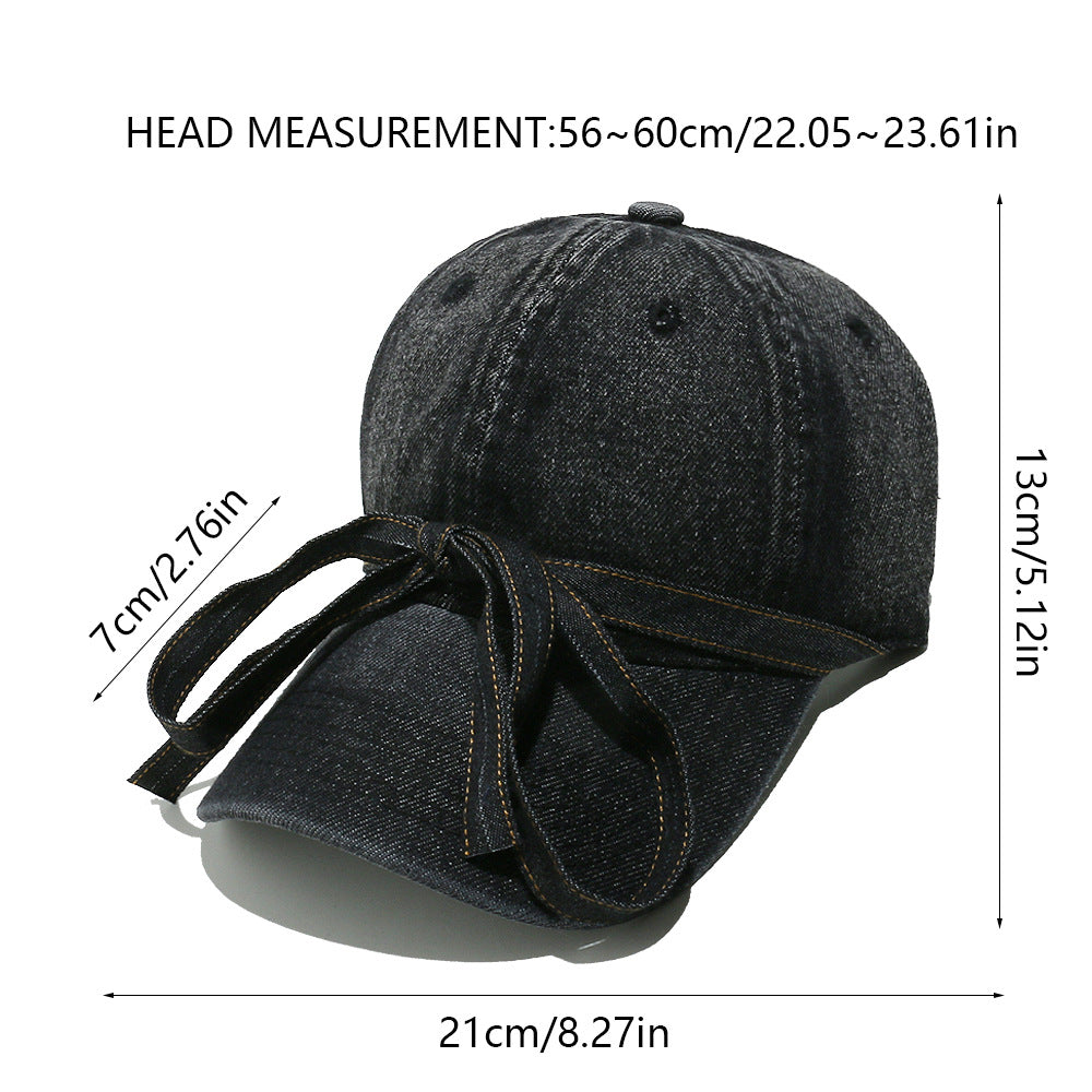 New bow lace-up casual trend denim cap