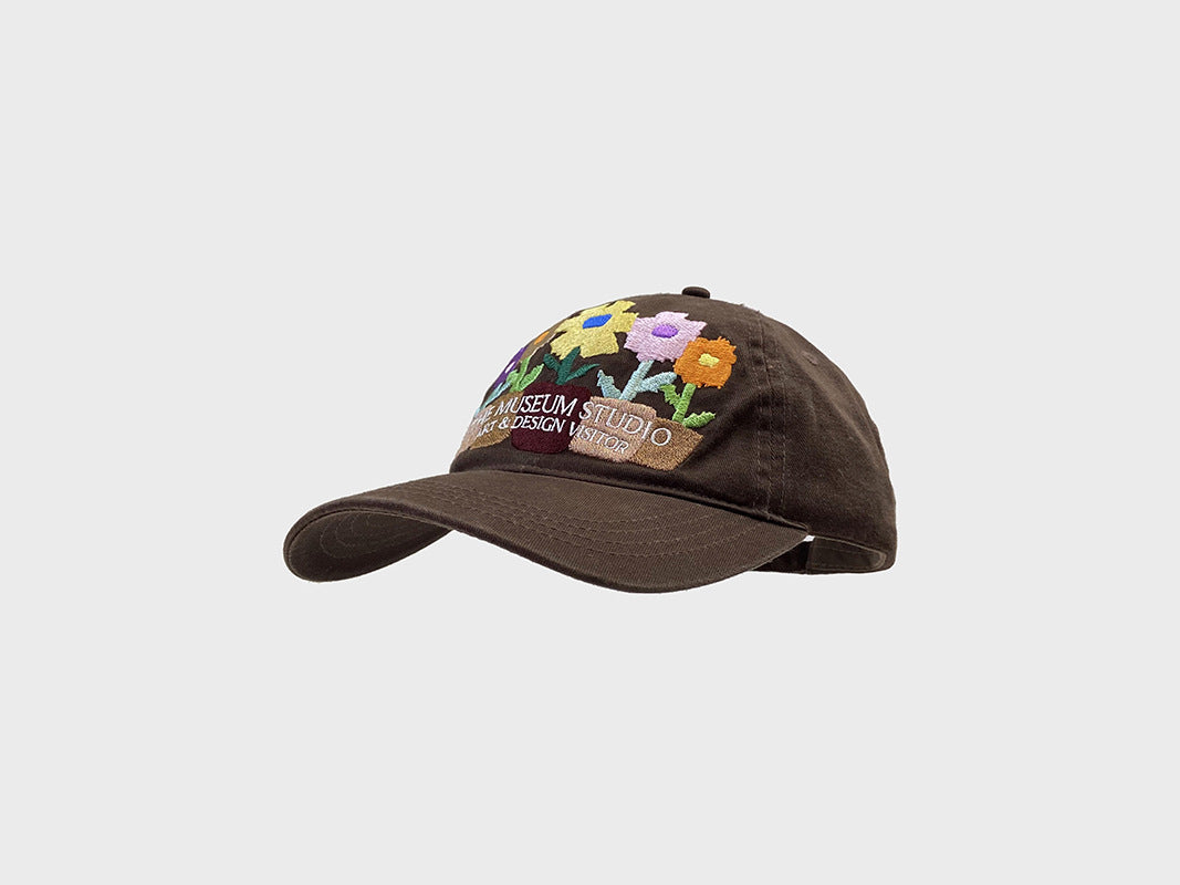 Embroidered five-pot flower street chic baseball cap