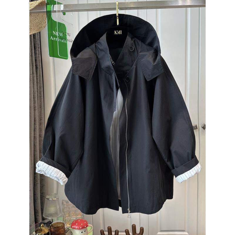 Cargo style casual hooded hardshell coat trench coat