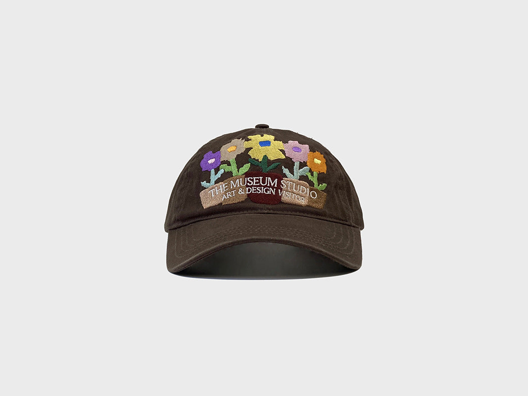 Embroidered five-pot flower street chic baseball cap