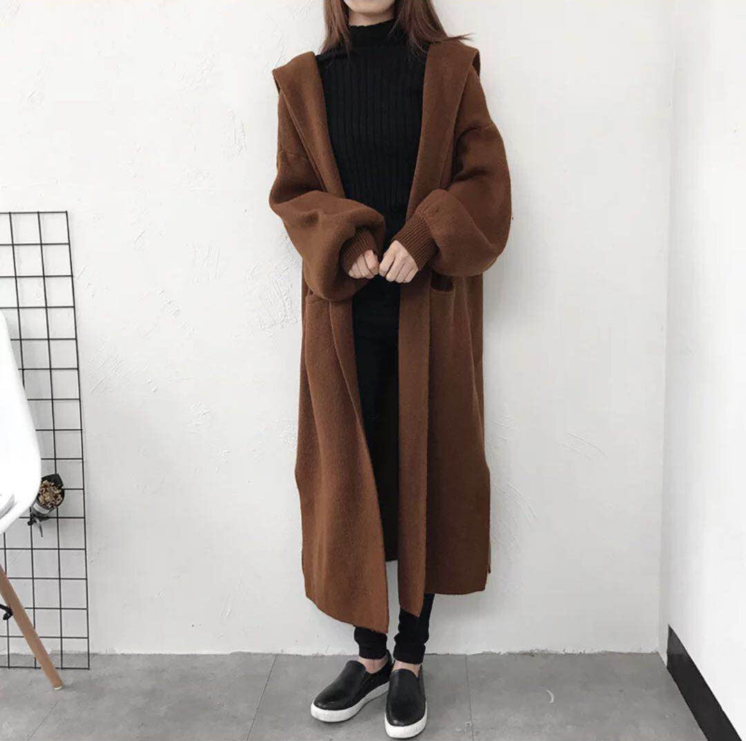 Lazy soft top Knitted cardigan long coat