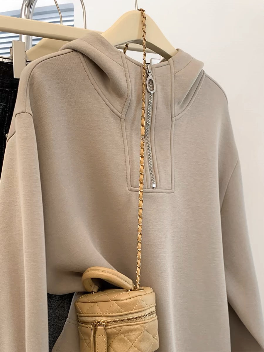 New oversized pullover half zip hoodie