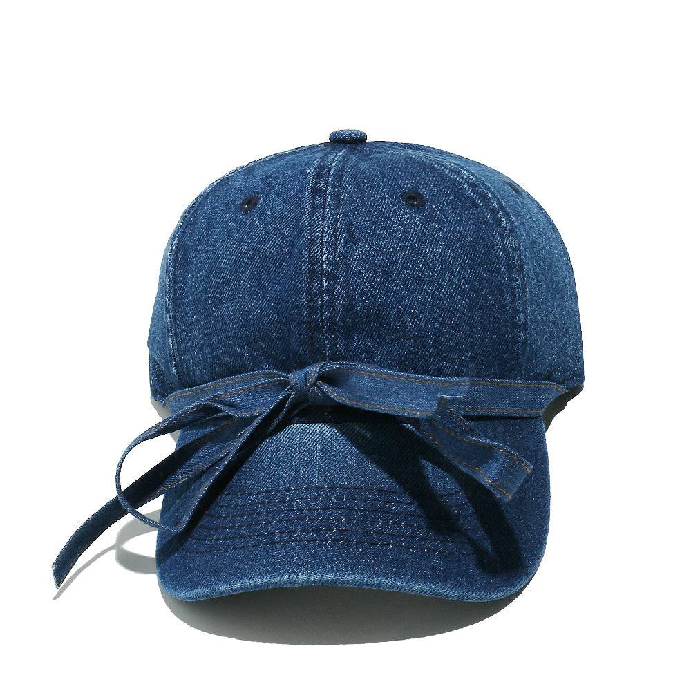 New bow lace-up casual trend denim cap