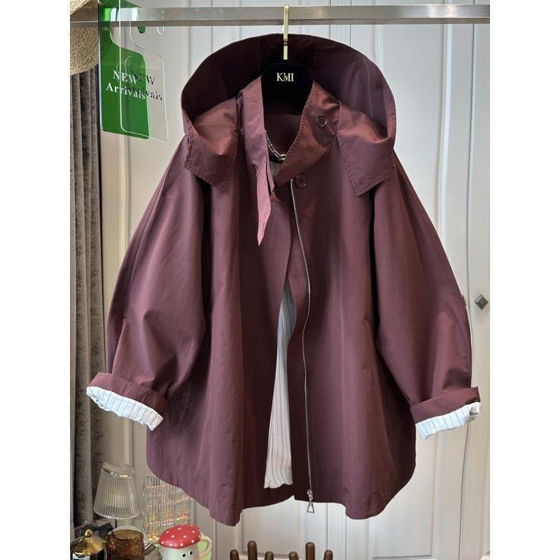 Cargo style casual hooded hardshell coat trench coat