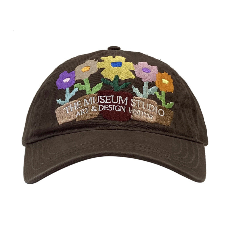 Embroidered five-pot flower street chic baseball cap