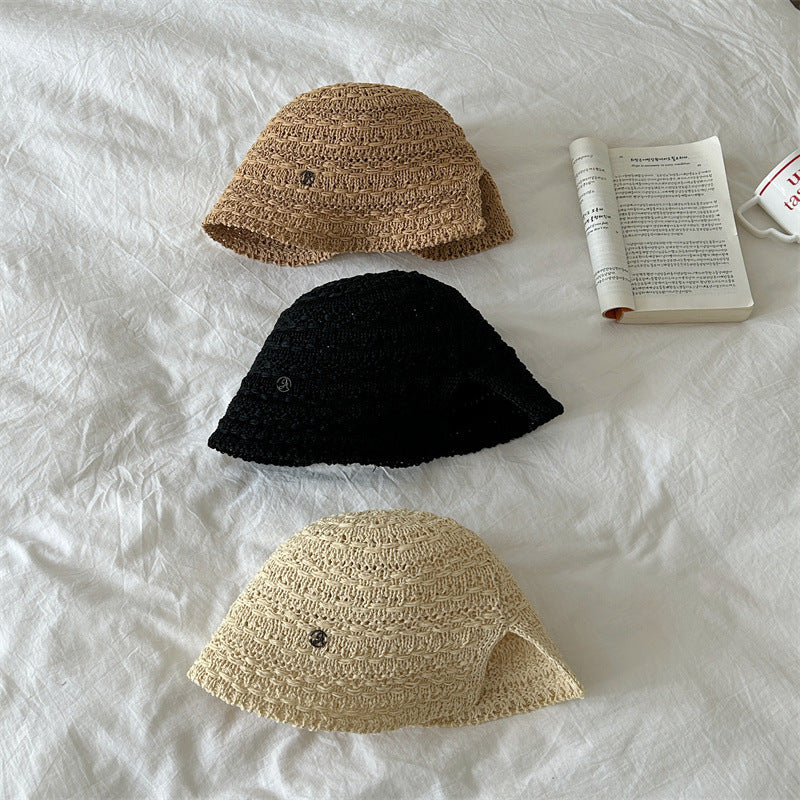 New woven hollowed-out back split sunscreen hat