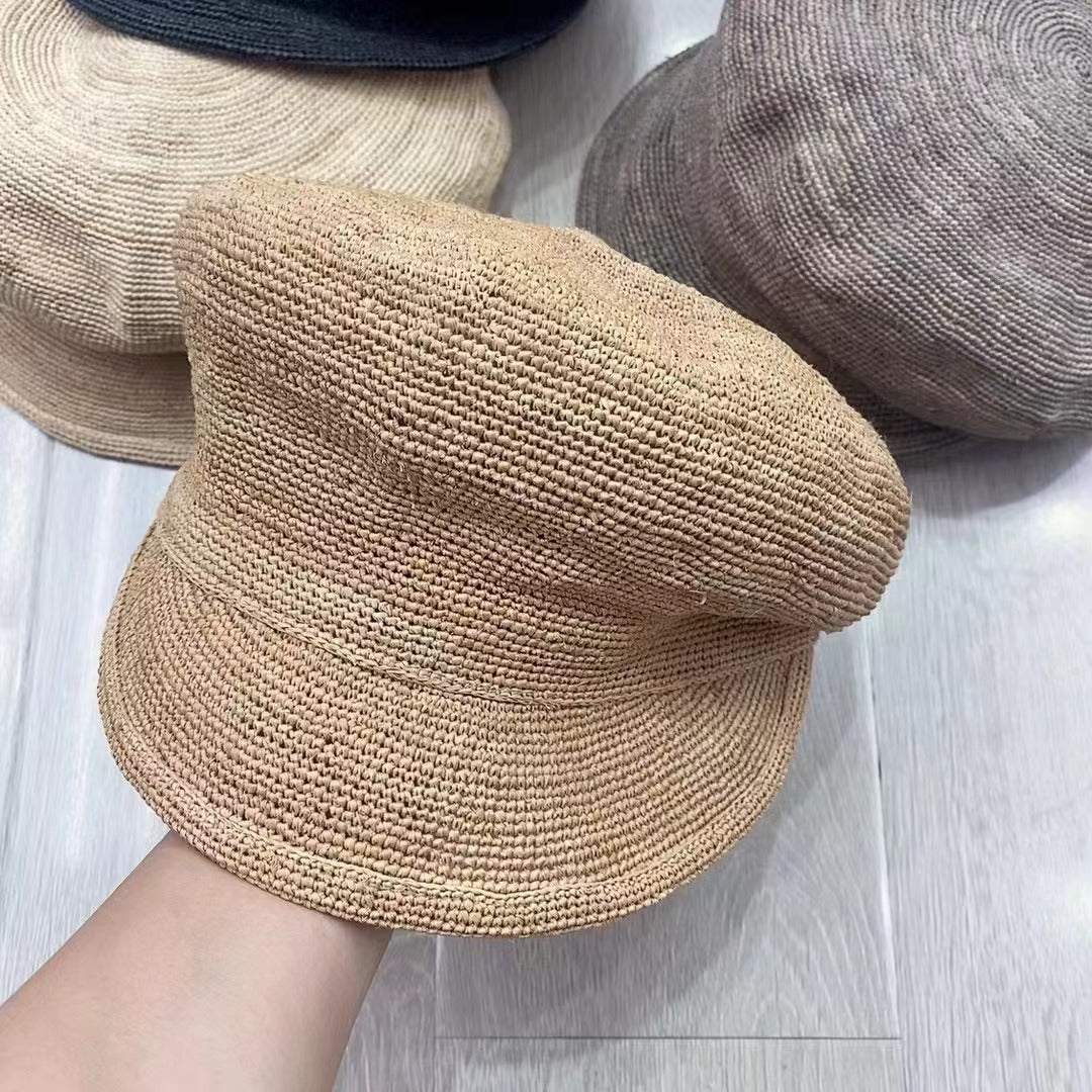 Spring and summer hand-woven straw cap