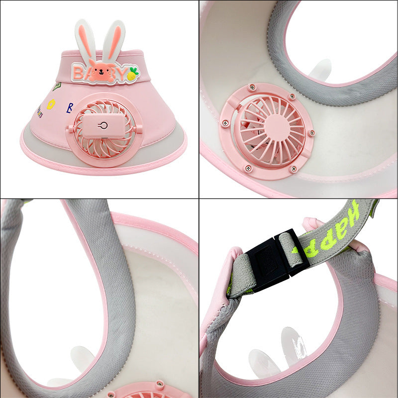 USB charging fan children's cartoon visor