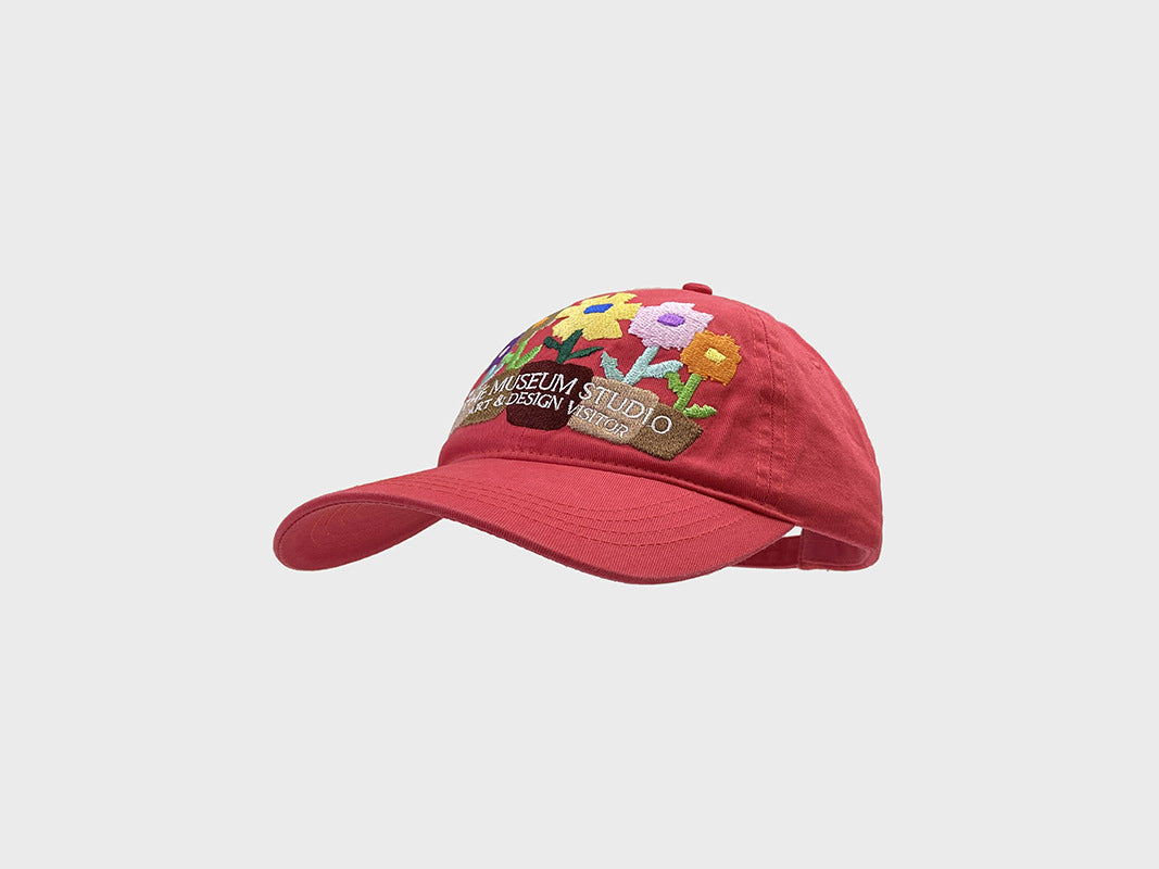 Embroidered five-pot flower street chic baseball cap