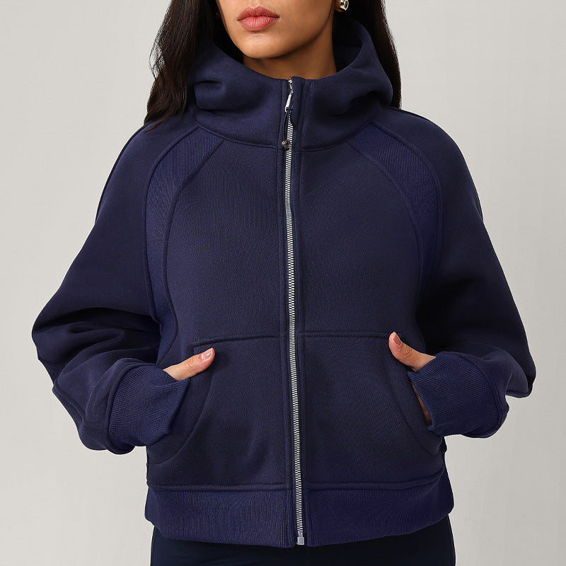 Fleece hoodie with loose zipper