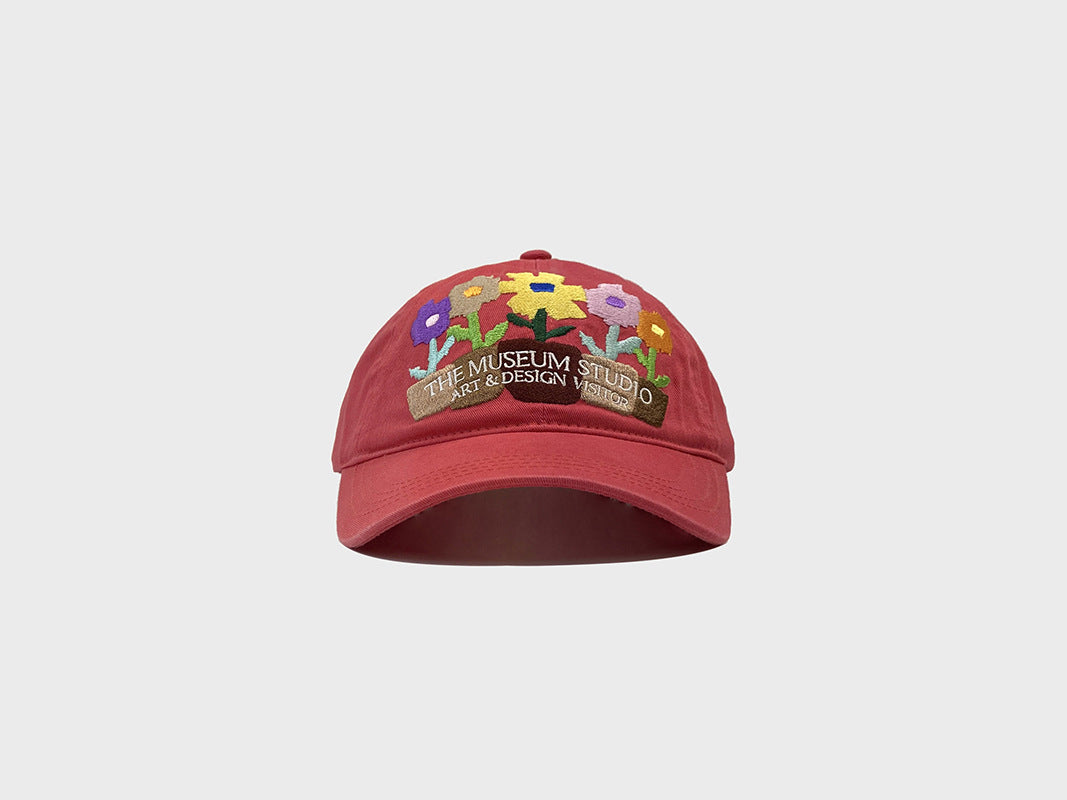 Embroidered five-pot flower street chic baseball cap