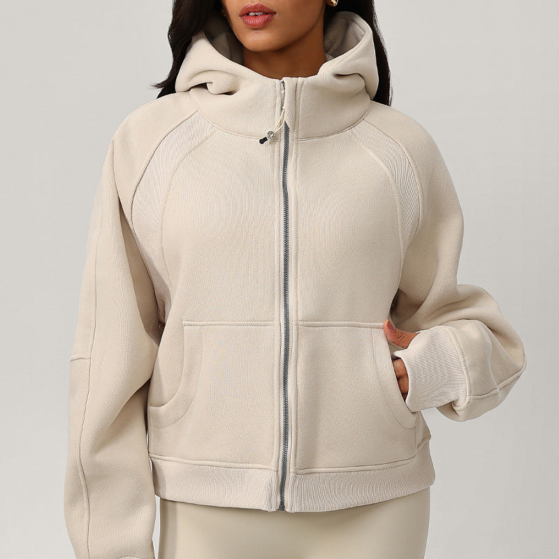 Fleece hoodie with loose zipper