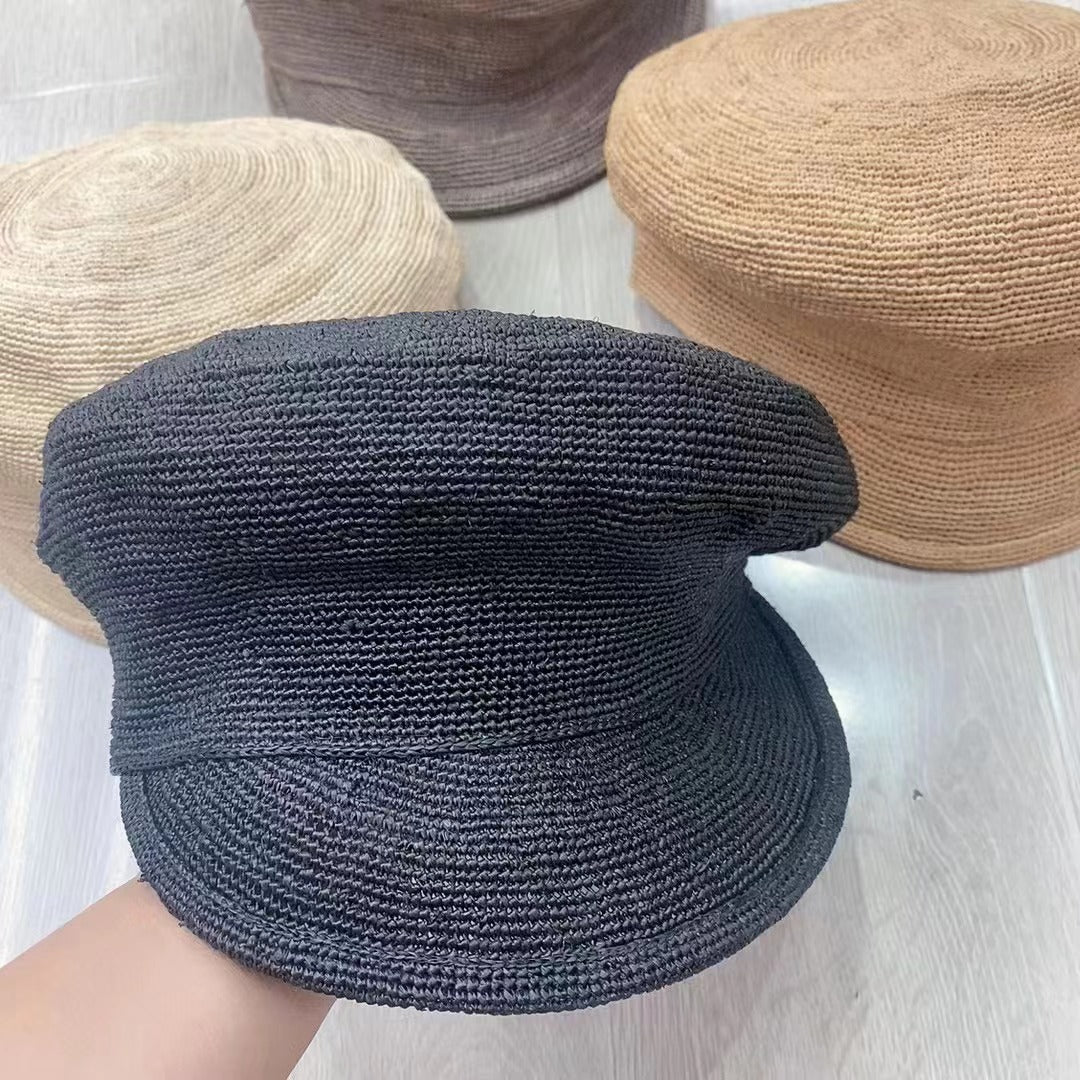 Spring and summer hand-woven straw cap