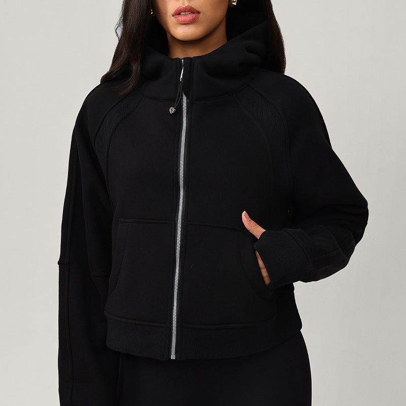 Fleece hoodie with loose zipper