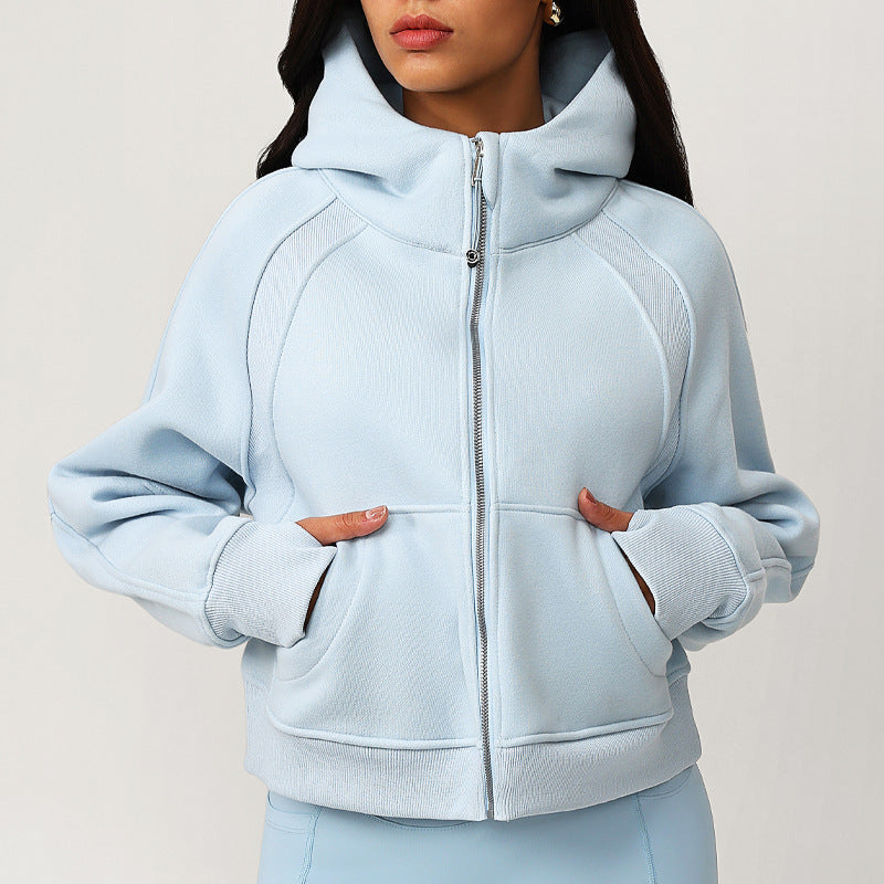 Fleece hoodie with loose zipper