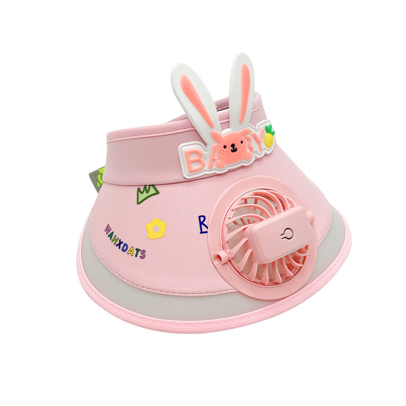 USB charging fan children's cartoon visor