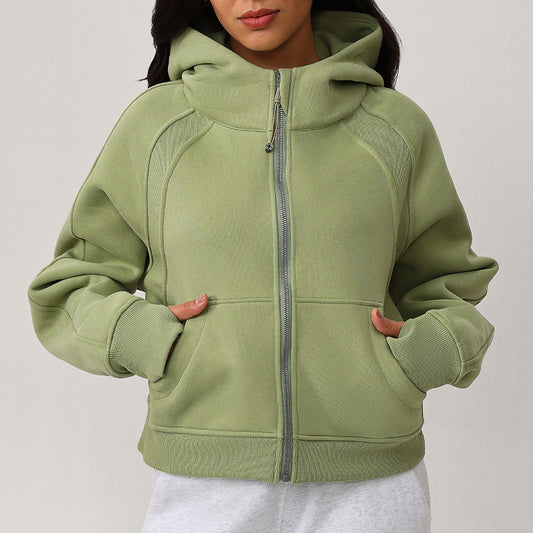 Fleece hoodie with loose zipper